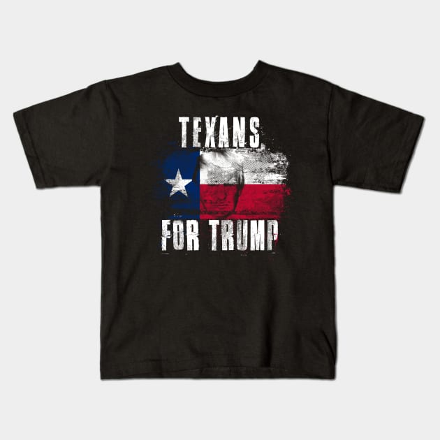 Texans For Trump - Trump 2020 Patriotic Flag Kids T-Shirt by Family Heritage Gifts